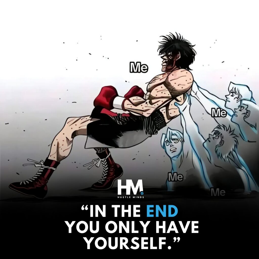 Inspirational quote about life struggles, showing a choice between an easy, crowded path and a hard, solitary one.

